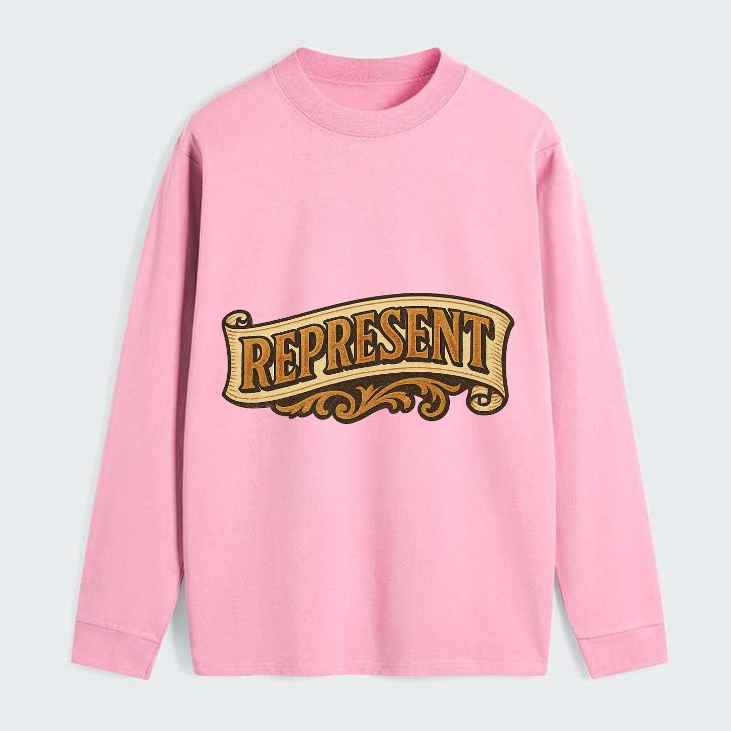 Bold typography design - "REPRESENT" - showing where you from - Classic Long Sleeve Shirt - Pink