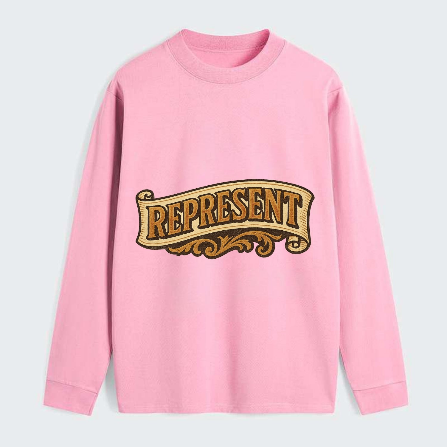 Bold typography design - "REPRESENT" - showing where you from - Classic Long Sleeve Shirt - Pink