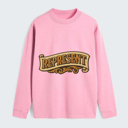 Bold typography design - "REPRESENT" - showing where you from - Classic Long Sleeve Shirt - Pink