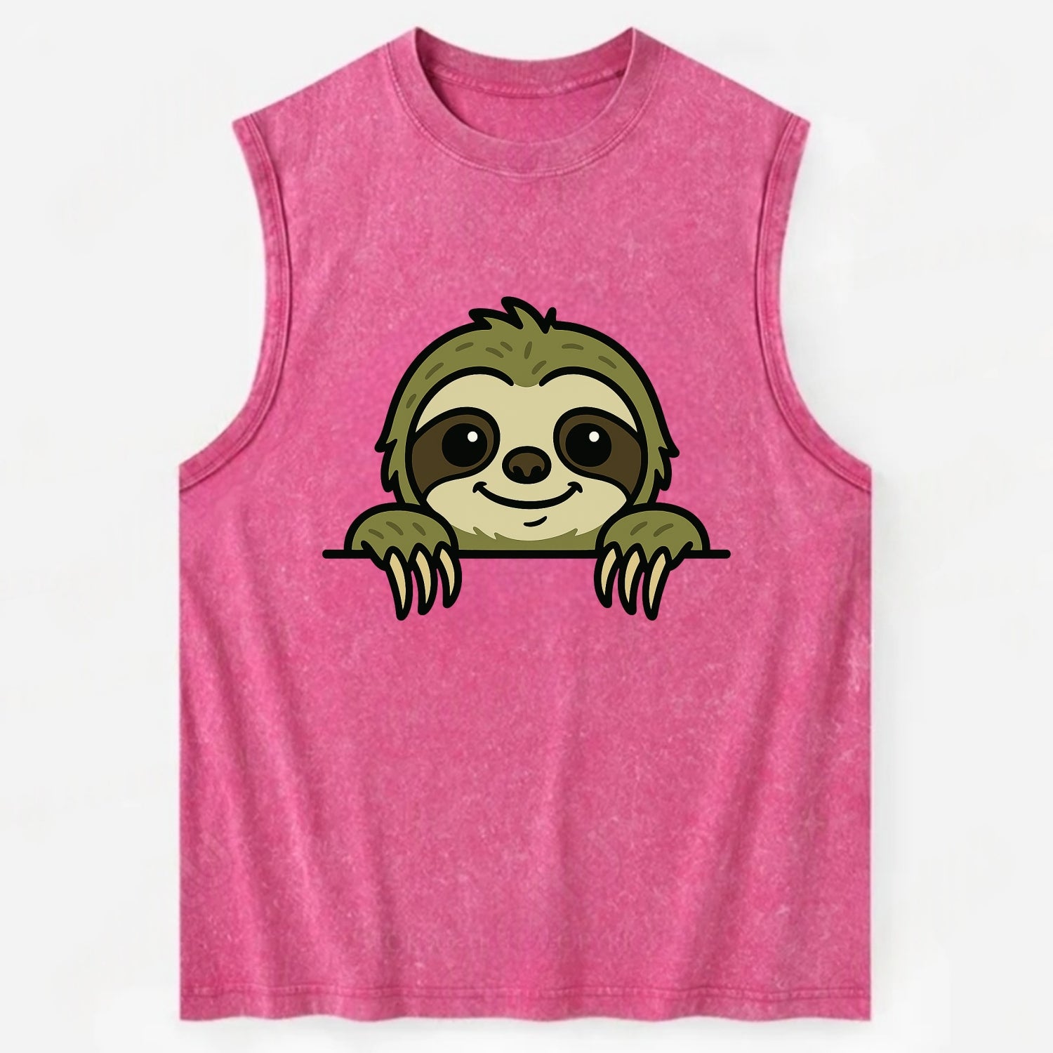 Sloth  - Vintage Washed Tank - Pink