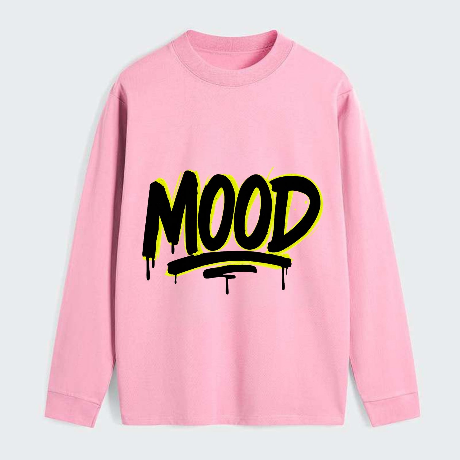 Bold typography design - "MOOD" - current state, feeling it - Classic Long Sleeve Shirt - Pink