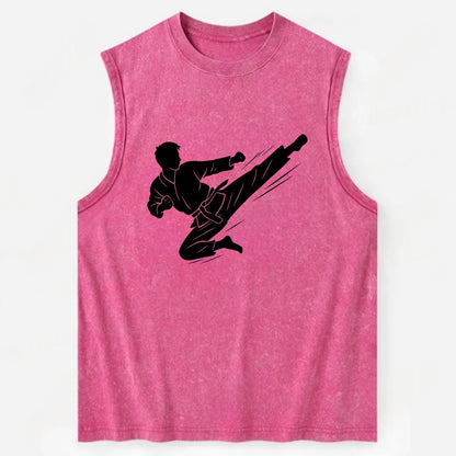 Korean taekwondo flying kick - Vintage Washed Tank - Pink