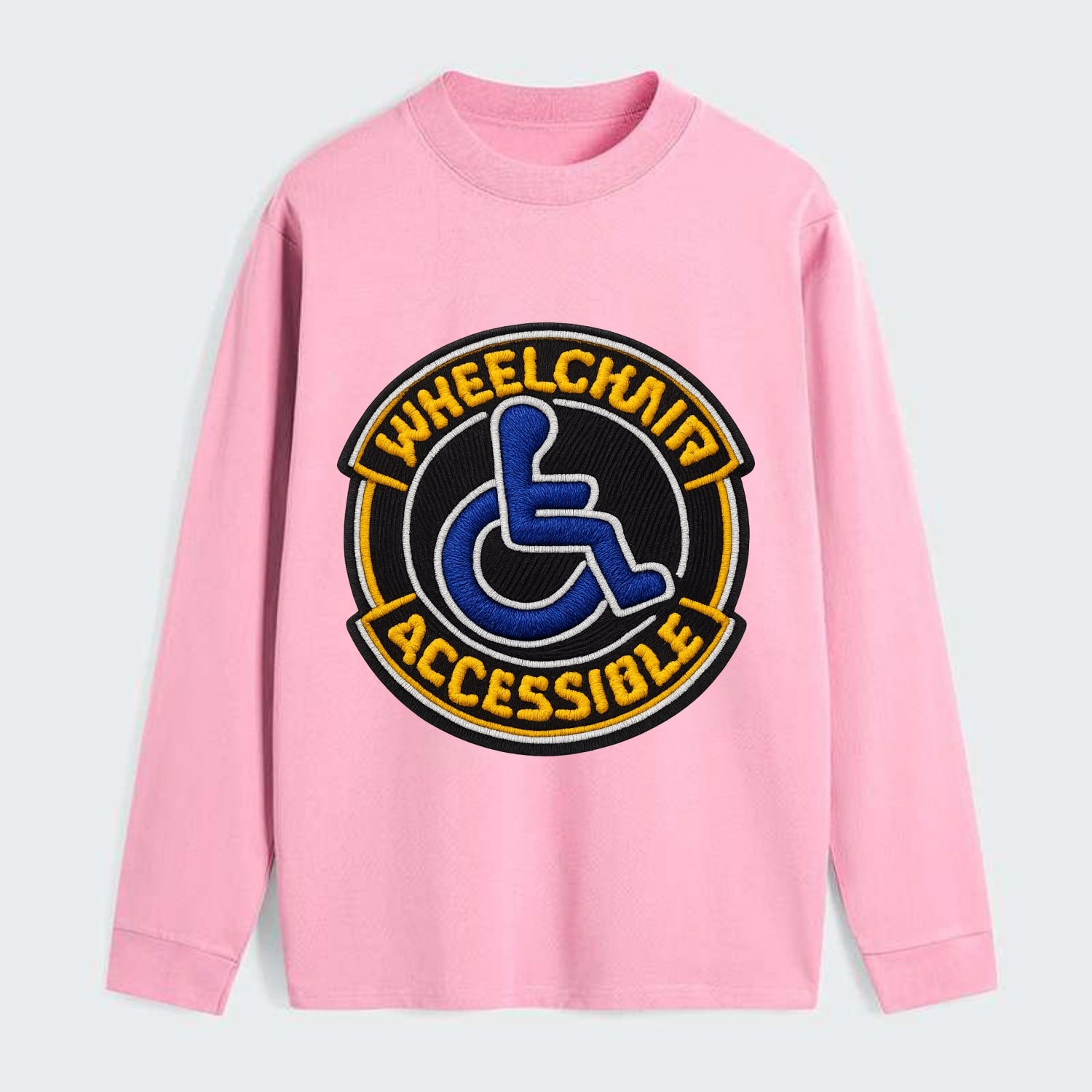 WHEELCHAIR ACCESSIBLE - accessibility symbol in blue , inclusion - Classic Long Sleeve Shirt - Pink