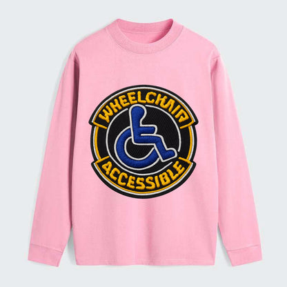 WHEELCHAIR ACCESSIBLE - accessibility symbol in blue , inclusion - Classic Long Sleeve Shirt - Pink