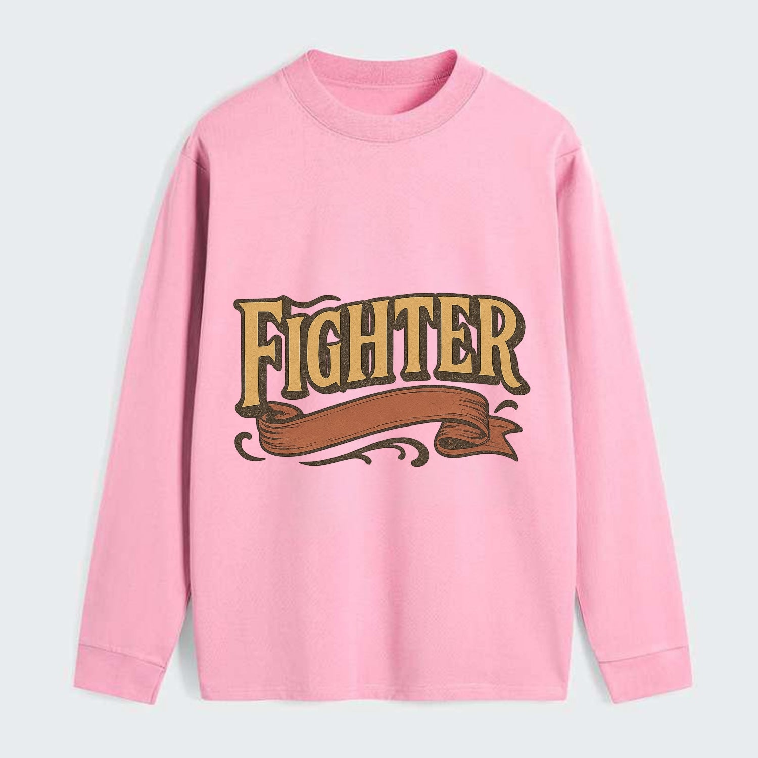 Bold typography design - "FIGHTER" - never giving up, battling on - Classic Long Sleeve Shirt - Pink