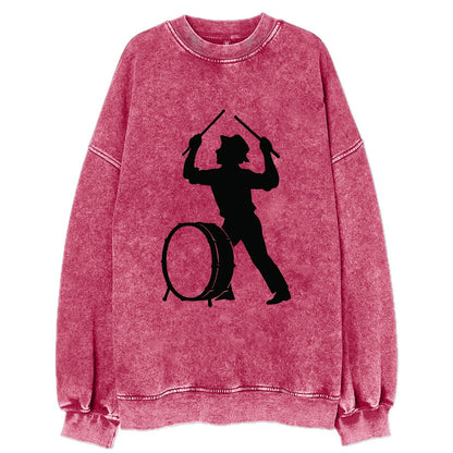 Drummer with drumsticks raised high - Vintage Sweatshirt - Pink