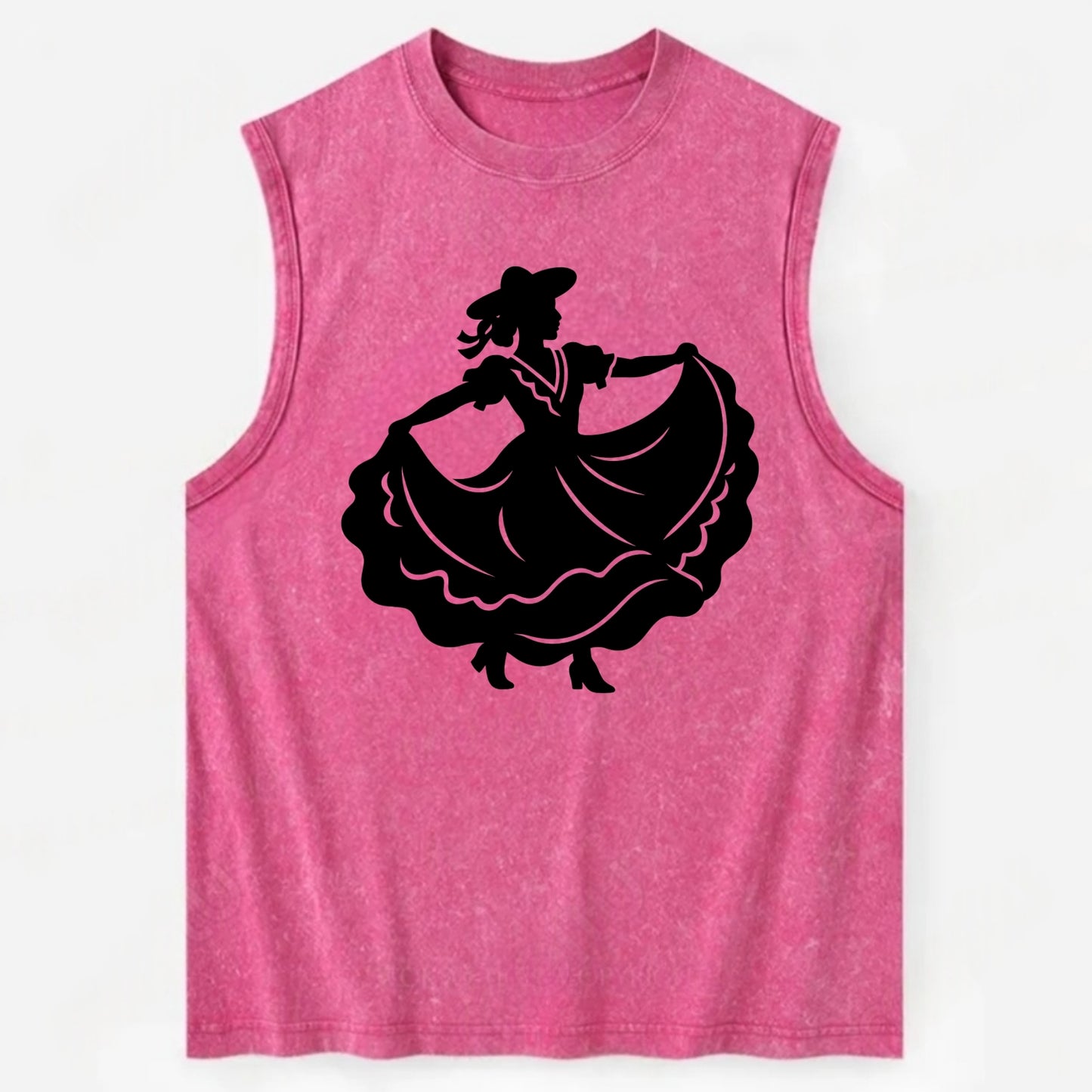 Mexican folk dancer twirling skirt - Vintage Washed Tank - Pink