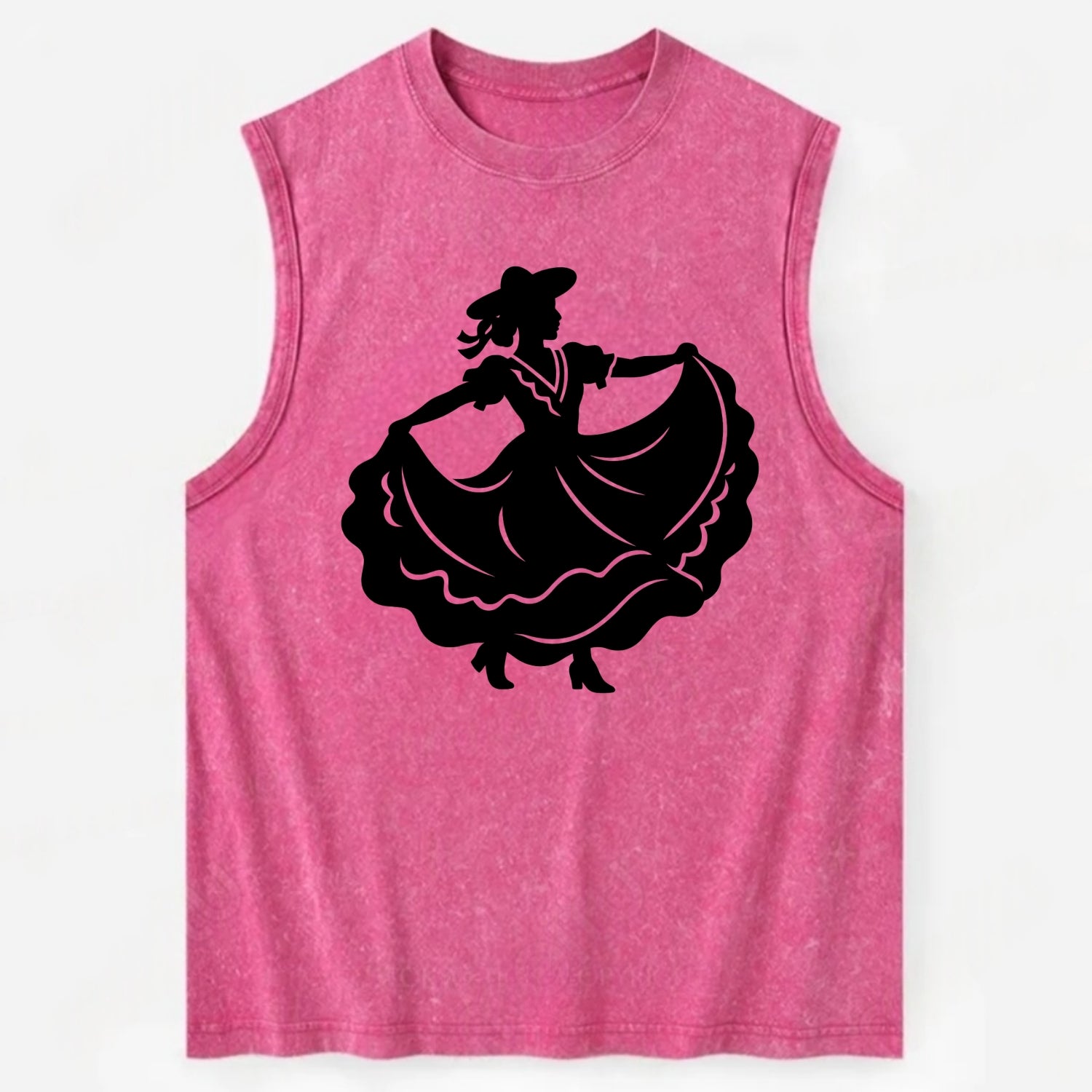 Mexican folk dancer twirling skirt - Vintage Washed Tank - Pink