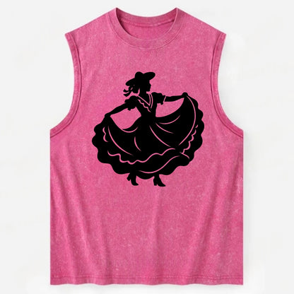 Mexican folk dancer twirling skirt - Vintage Washed Tank - Pink