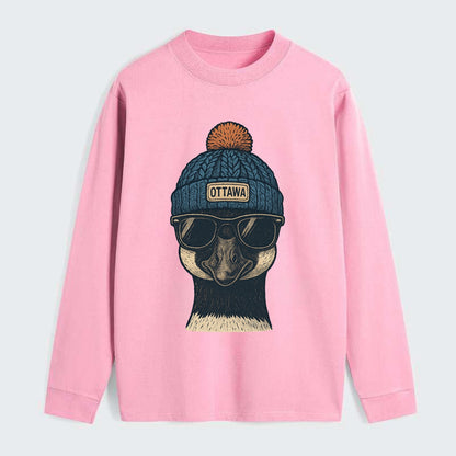 Ottawa Canadian Goose wearing Ottawa bea - Classic Long Sleeve Shirt - Pink