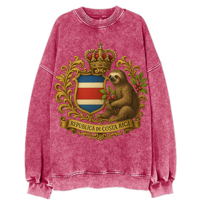 Costa Rica Sloth Emblem  - Vintage Sweatshirt - Pink