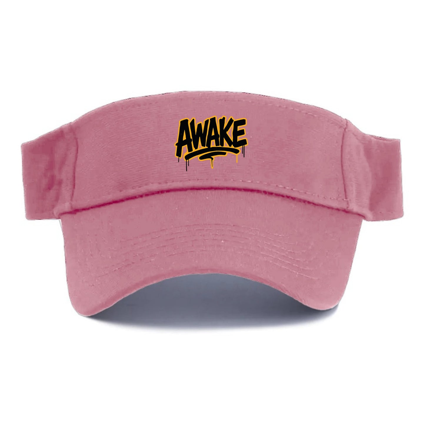 Bold typography design - "AWAKE" - conscious, aware, alert - Visor - Pink