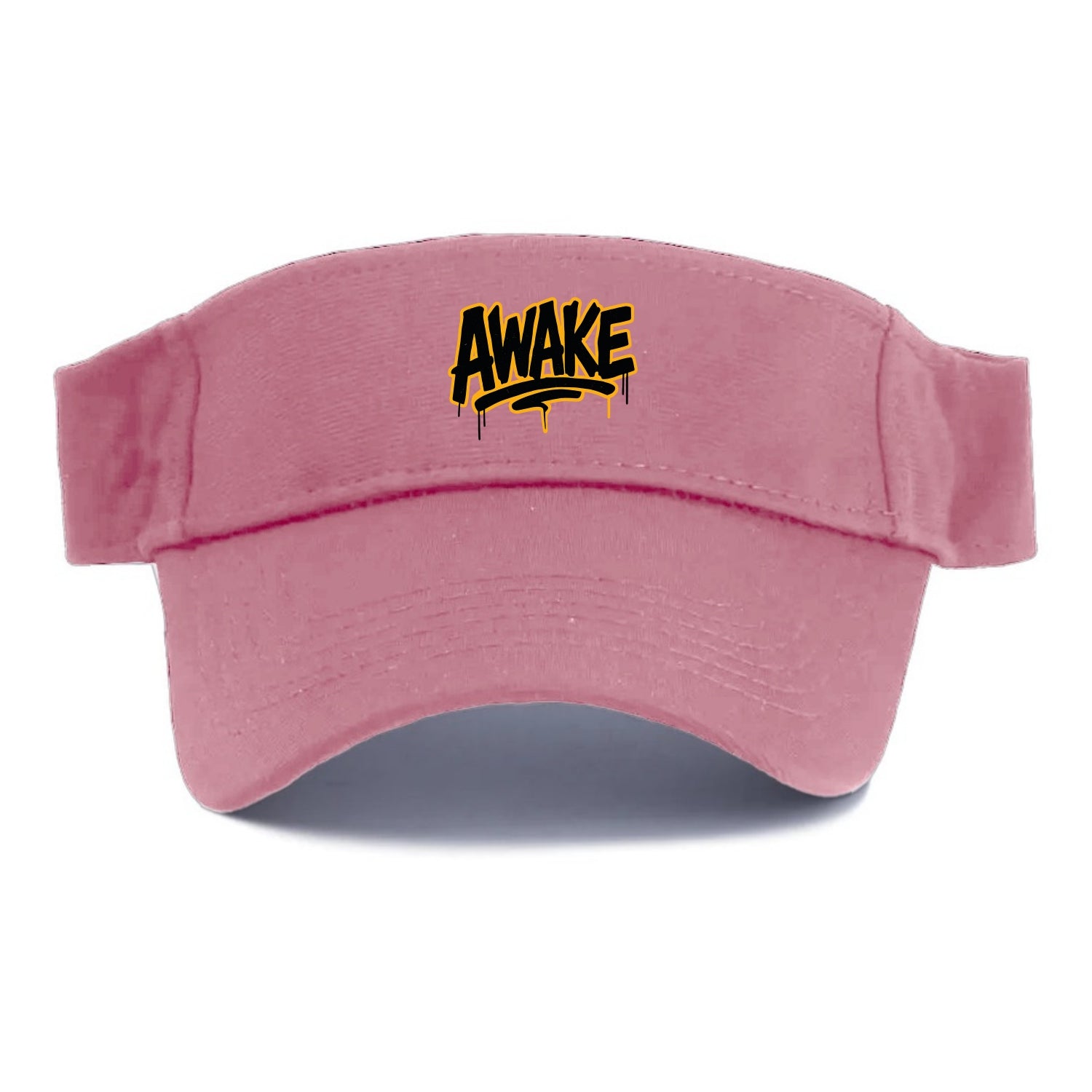 Bold typography design - "AWAKE" - conscious, aware, alert - Visor - Pink