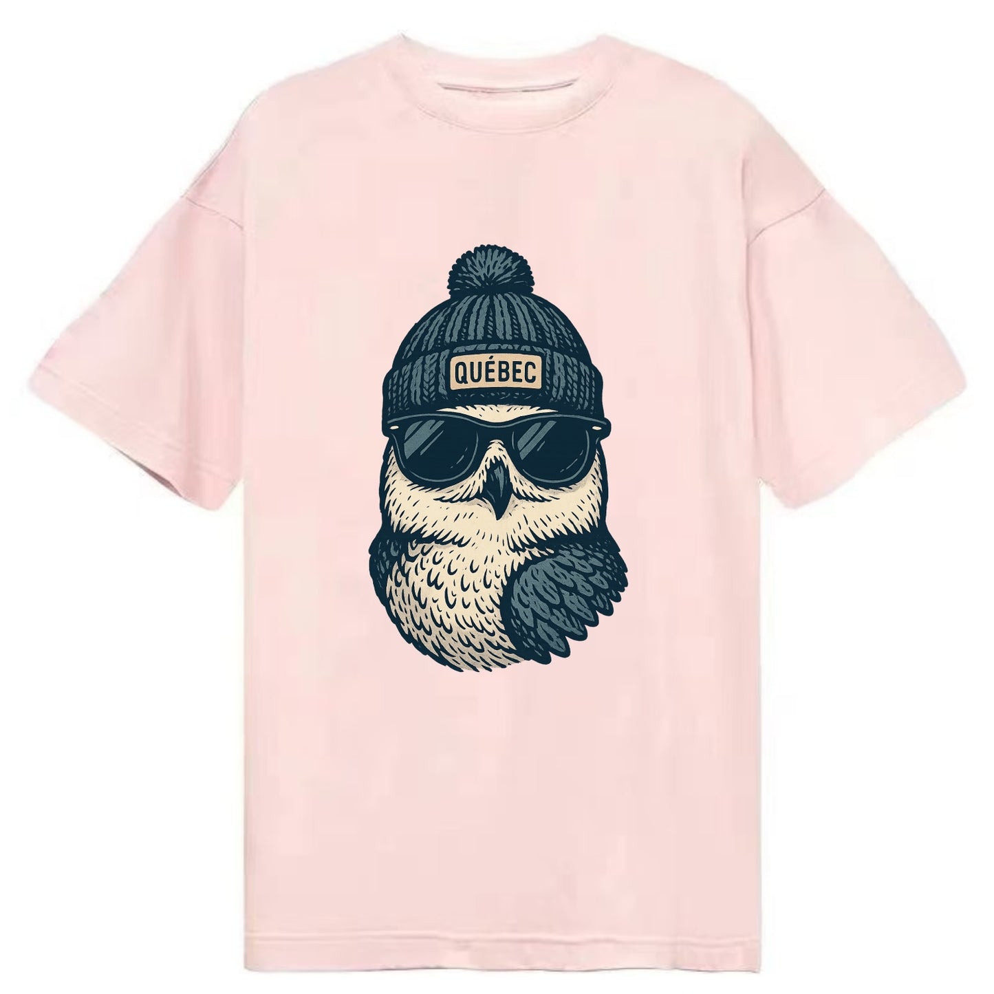 Quebec City Snowy Owl wearing Quebec bea - Classic T-shirt - Pink