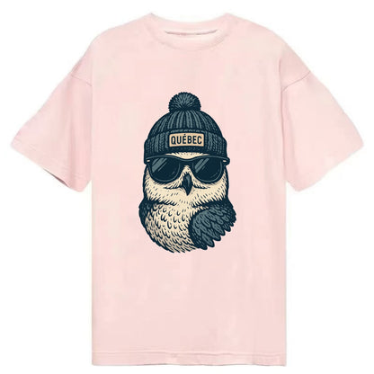 Quebec City Snowy Owl wearing Quebec bea - Classic T-shirt - Pink
