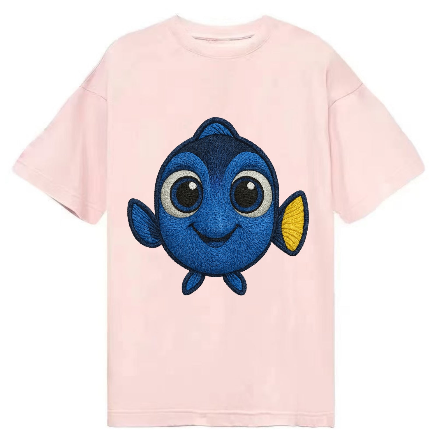 Baby Blue Tang - bright blue with yellow tail, big eyes, front-facing, Dory-style - Classic T-shirt - Pink