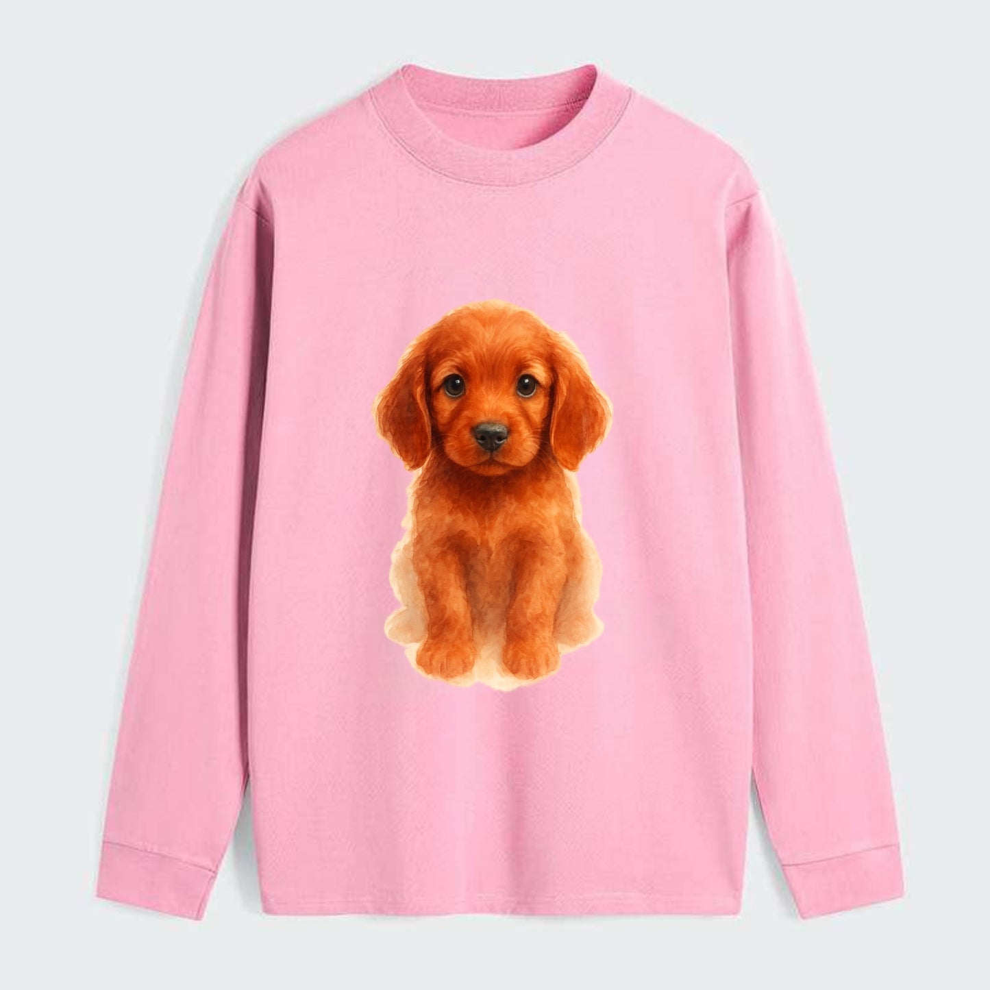 Baby Irish Setter Puppy - mahogany red coat, feathered ears, friendly - Classic Long Sleeve Shirt - Pink