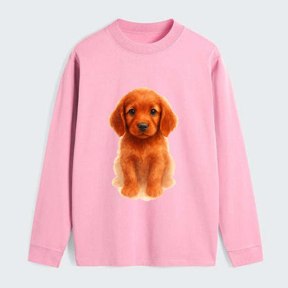 Baby Irish Setter Puppy - mahogany red coat, feathered ears, friendly - Classic Long Sleeve Shirt - Pink