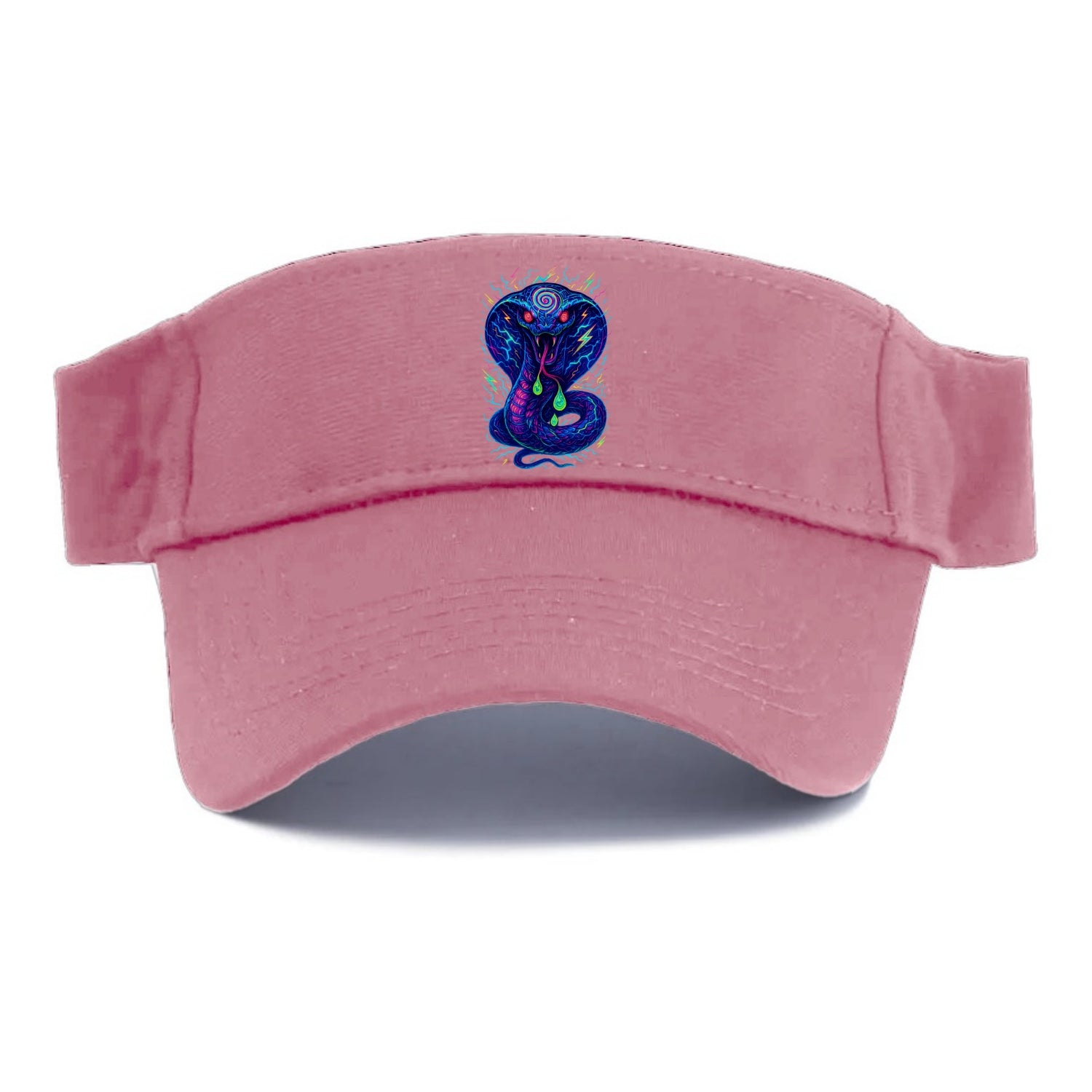 Mesmerizing cobra with hypnotic spiral patterns in the hood, scales that shimmer with neon - Visor - Pink