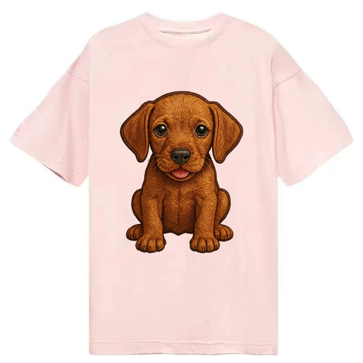 Baby Vizsla Puppy - golden rust coat, soulful eyes, athletic build, front-facing, - Classic T-shirt - Pink