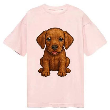 Baby Vizsla Puppy - golden rust coat, soulful eyes, athletic build, front-facing, - Classic T-shirt - Pink