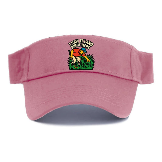 Golfer searching in deep rough - "I Saw It Land Right Here" - lost ball saga - Visor - Pink