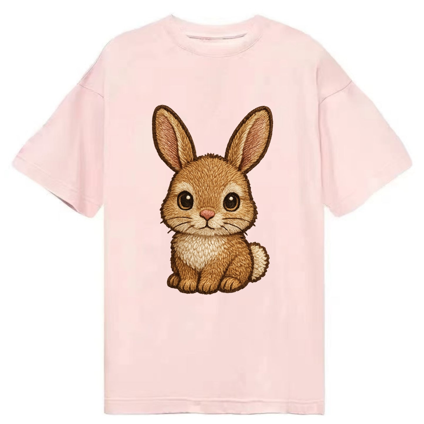 Baby Rabbit - long ears, fluffy white tail, pink nose, large brown eyes, - Classic T-shirt - Pink