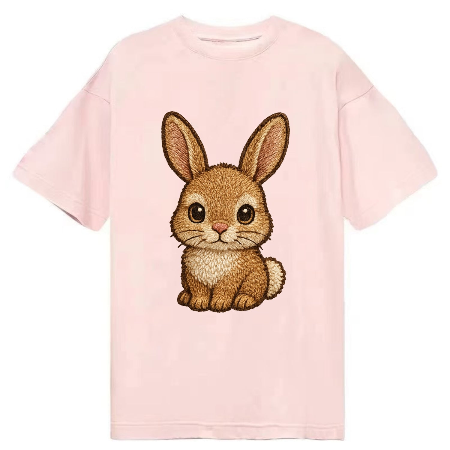 Baby Rabbit - long ears, fluffy white tail, pink nose, large brown eyes, - Classic T-shirt - Pink