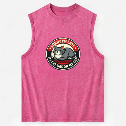 Charming Cat Loaf Excuse Emblem - Vintage Washed Tank - Pink