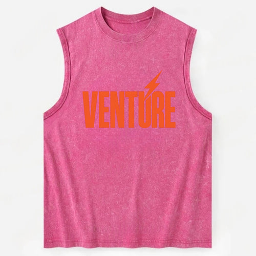 Bold typography design - VENTURE - taking risks, bold exploration - Vintage Washed Tank