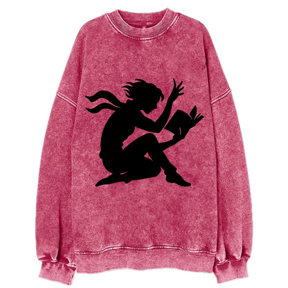 Reader lost in book moment - Vintage Sweatshirt - Pink