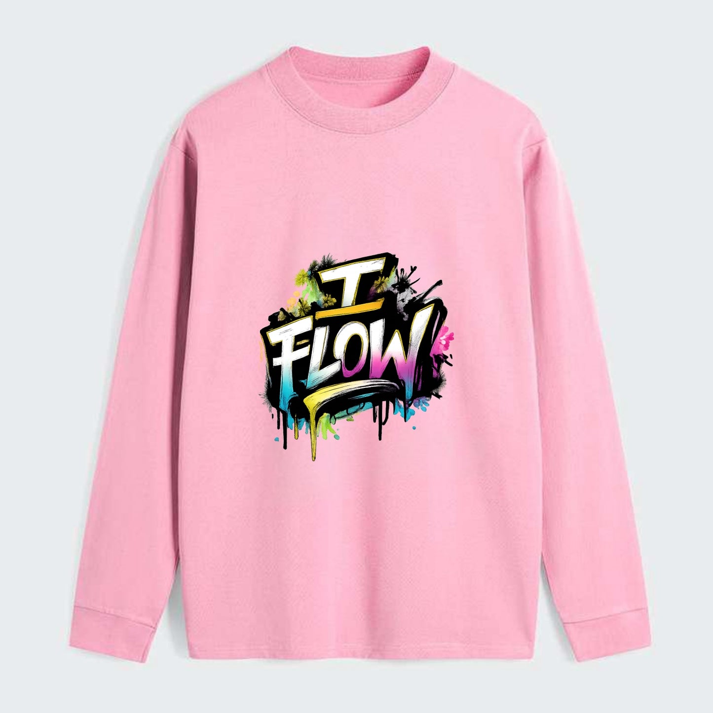 Bold typography design - "I FLOW" - going with life, easy movement - Classic Long Sleeve Shirt - Pink