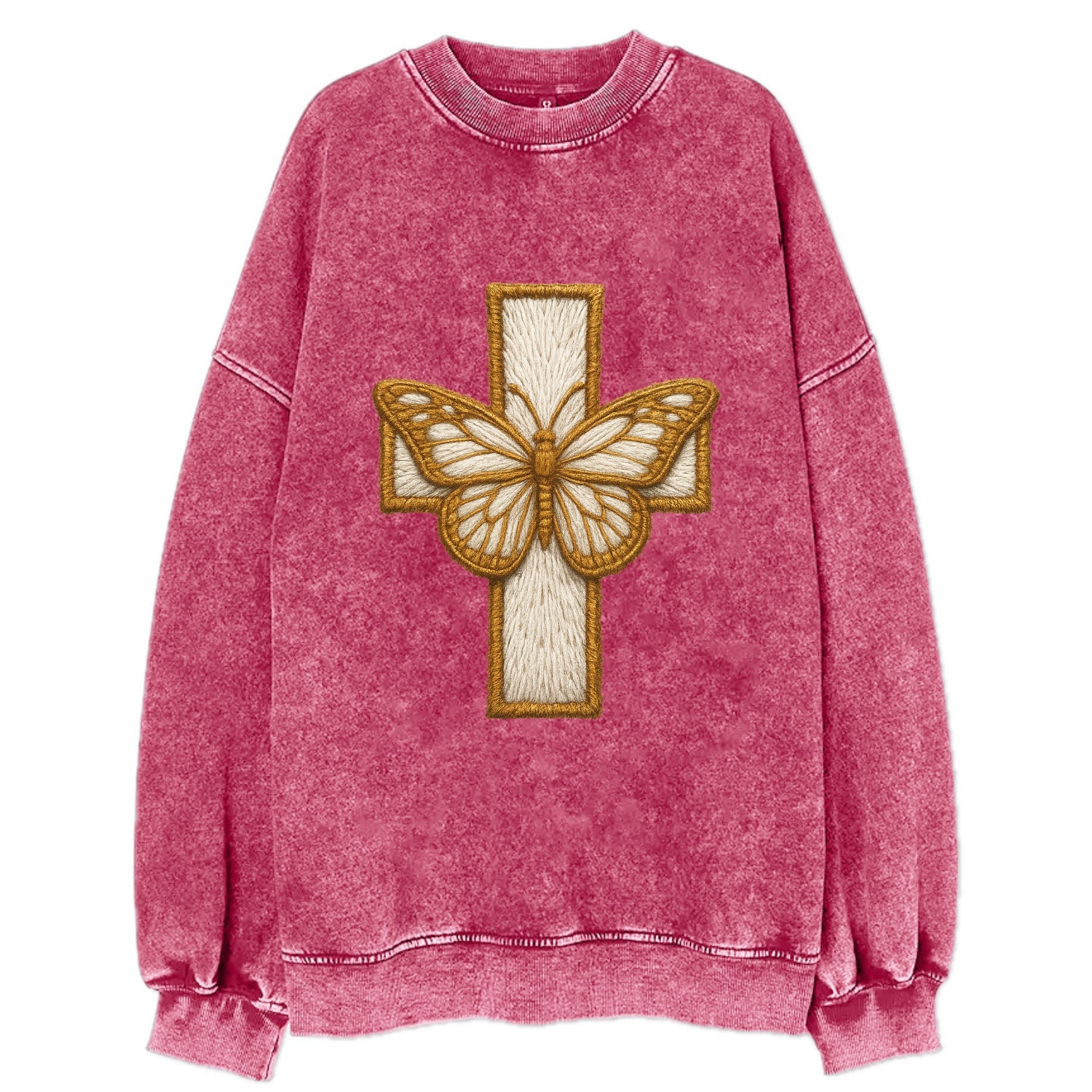 Resurrection Cross  - Vintage Sweatshirt - Pink