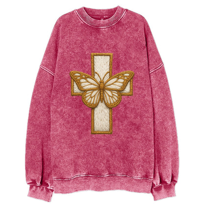 Resurrection Cross  - Vintage Sweatshirt - Pink