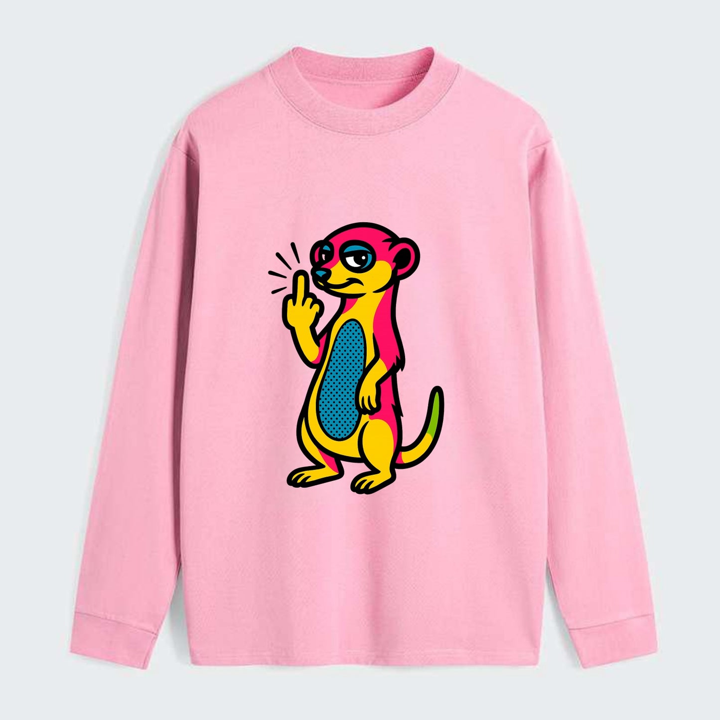 cute meerkat standing guard on hind legs, one front paw raised in sassy - Classic Long Sleeve Shirt - Pink