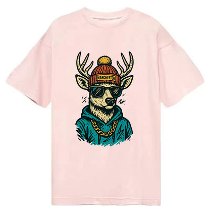 New Hampshire White-tailed Deer wearing Manchester beanie with pom pom and - Classic T-shirt - Pink