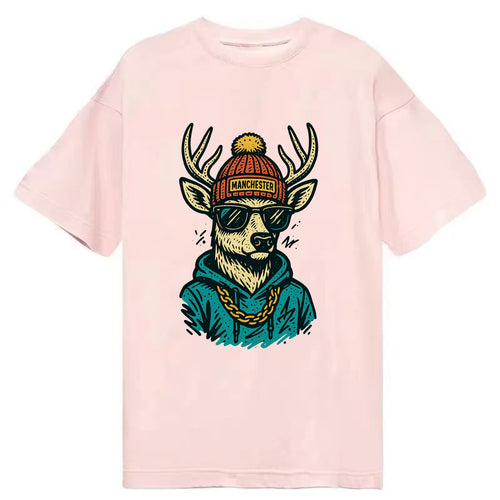 New Hampshire White-tailed Deer wearing Manchester beanie with pom pom and - Classic T-shirt