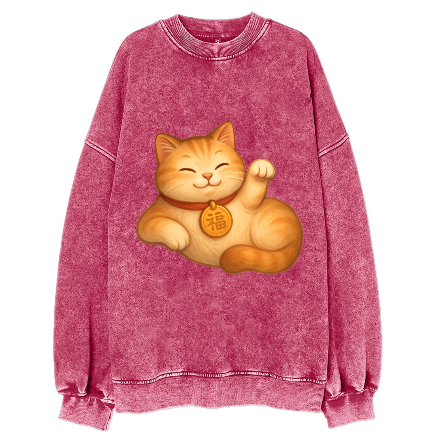 Maneki Neko Pose - Vintage Sweatshirt - Pink