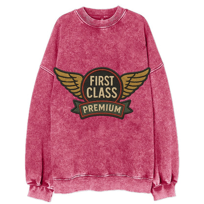 First Class Emblem  - Vintage Sweatshirt - Pink