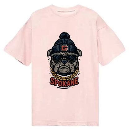 Spokane Bulldog wearing Gonzaga beanie with G patch - Classic T-shirt - Pink