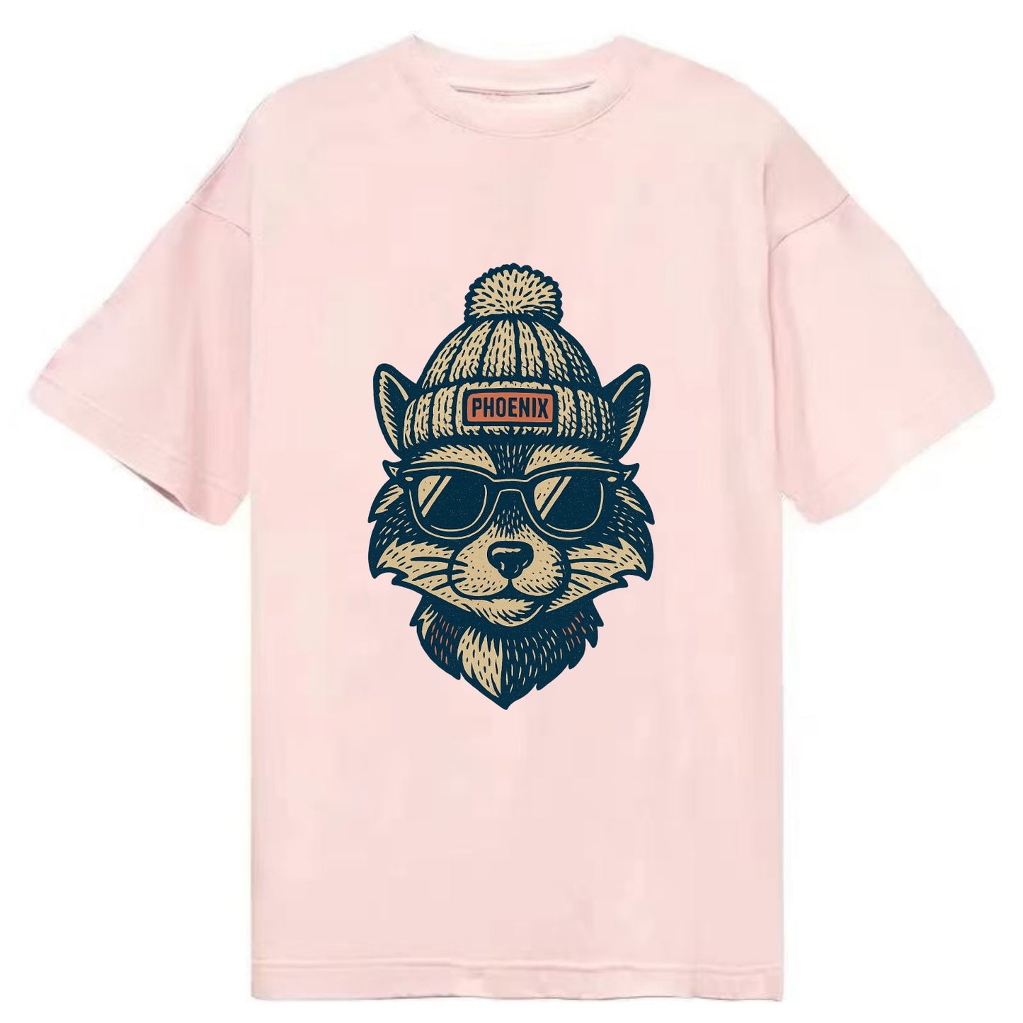 Arizona Ringtail wearing Phoenix beanie with pom pom and wayfarer sunglasses - Classic T-shirt - Pink