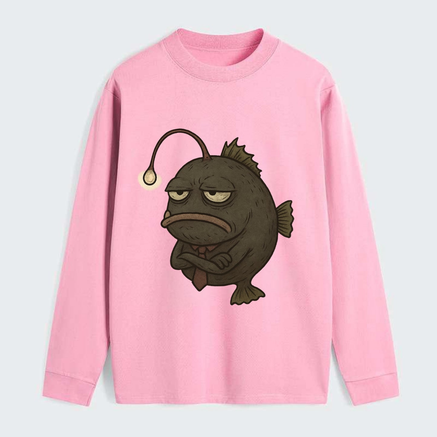 THE ANGLERFISH LURES DISAPPOINTMENT | Dark gray anglerfish with dim - Classic Long Sleeve Shirt - Pink