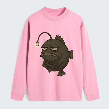 THE ANGLERFISH LURES DISAPPOINTMENT | Dark gray anglerfish with dim - Classic Long Sleeve Shirt - Pink