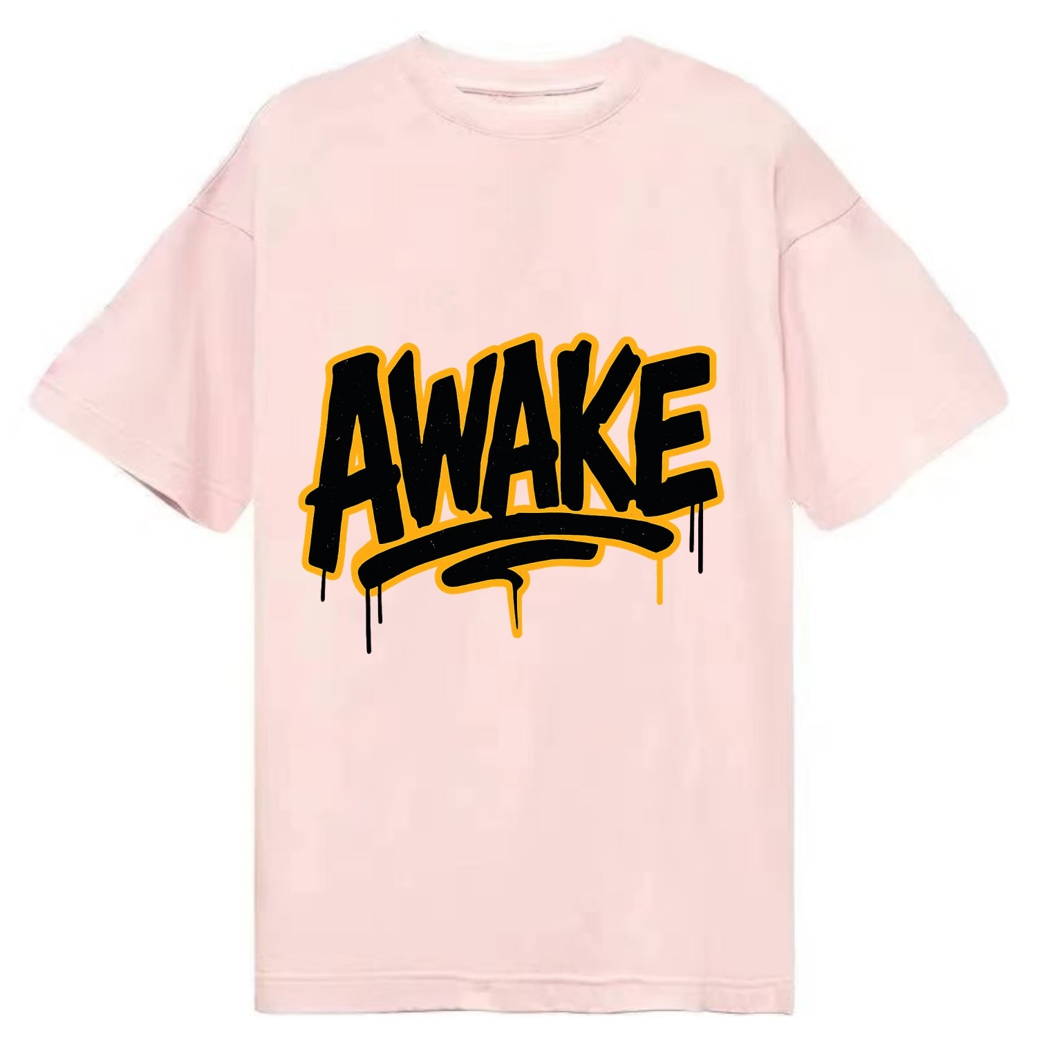 Bold typography design - "AWAKE" - conscious, aware, alert - Classic T-shirt - Pink