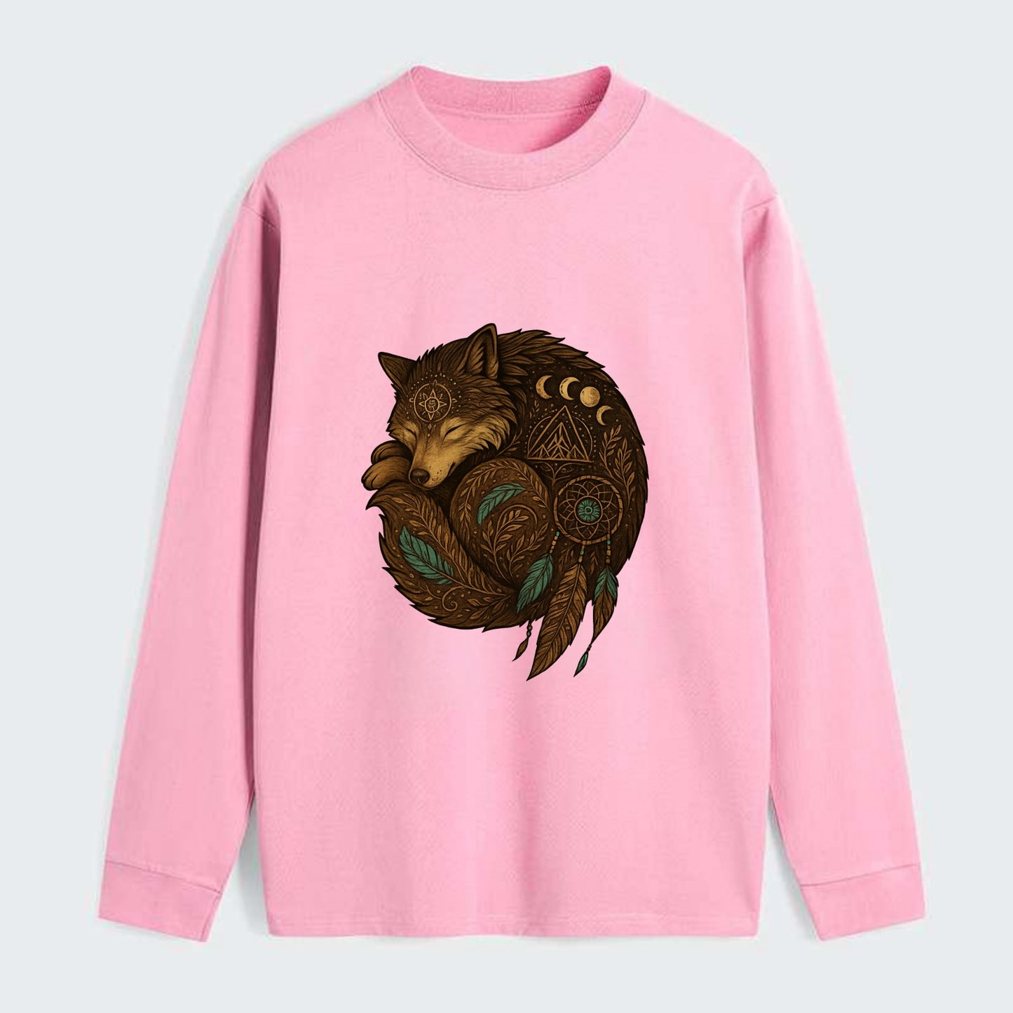 Sleeping Wolf Peace  - Classic Long Sleeve Shirt - Pink