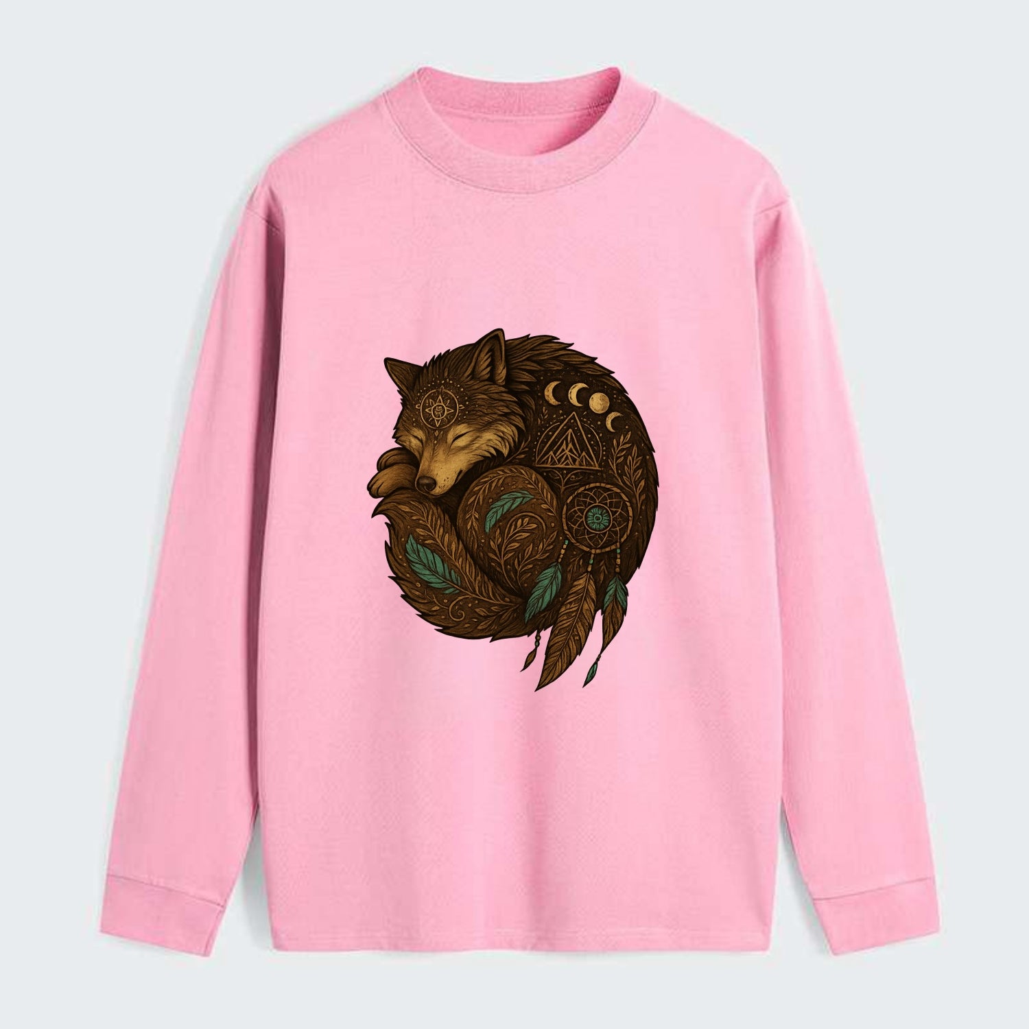 Sleeping Wolf Peace  - Classic Long Sleeve Shirt - Pink