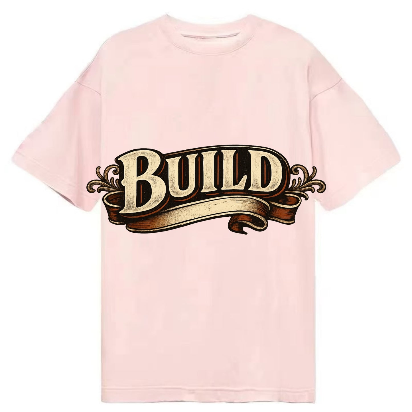 Bold typography design - "BUILD" - constructing, making real - Classic T-shirt - Pink