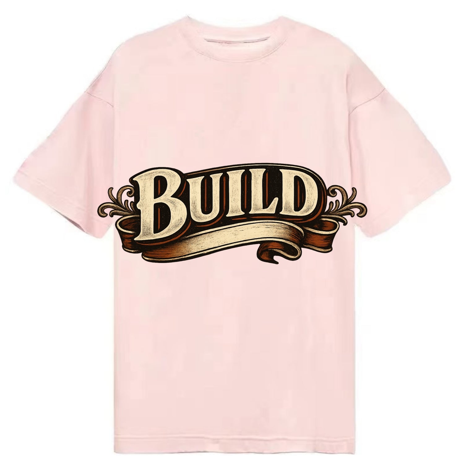 Bold typography design - "BUILD" - constructing, making real - Classic T-shirt - Pink
