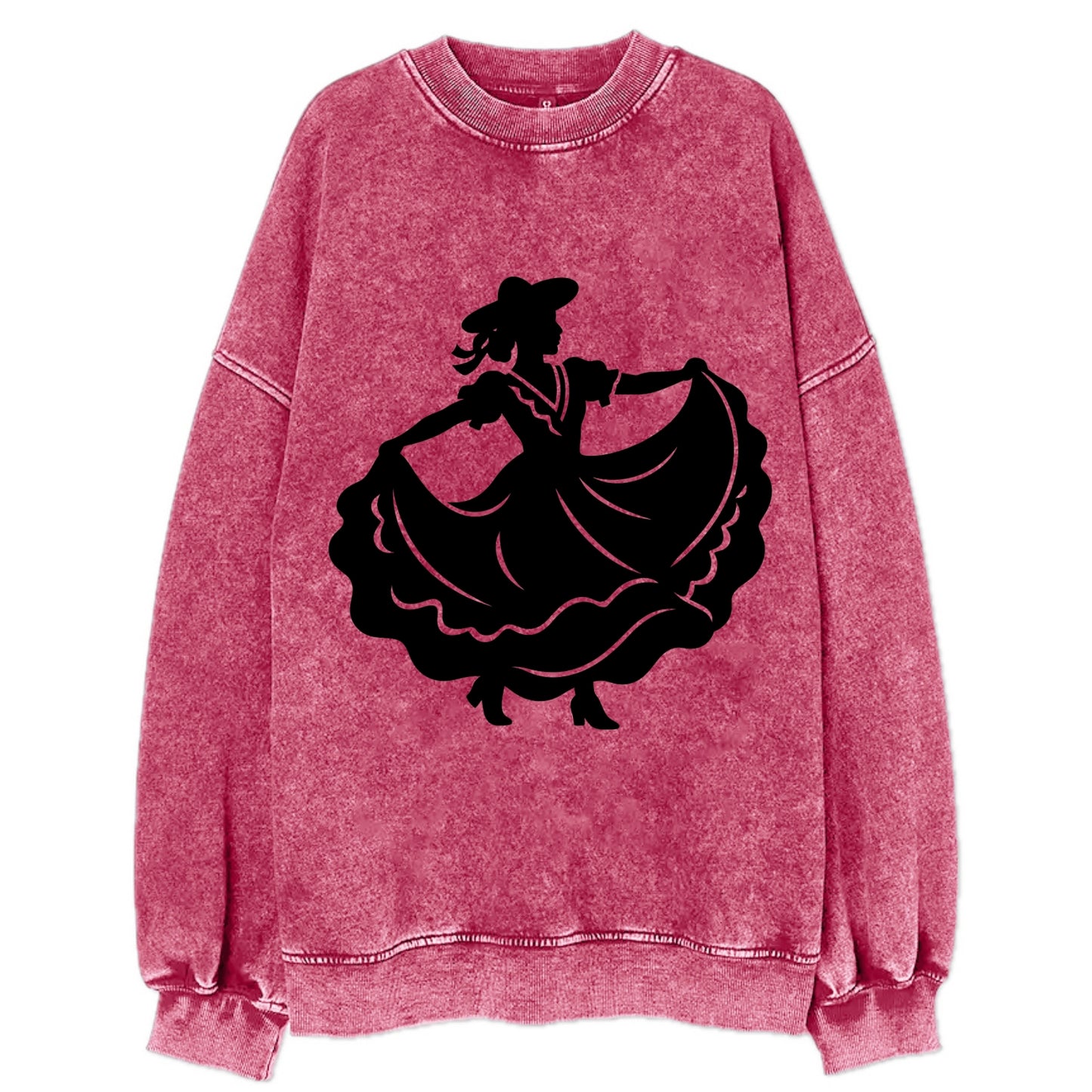 Mexican folk dancer twirling skirt - Vintage Sweatshirt - Pink