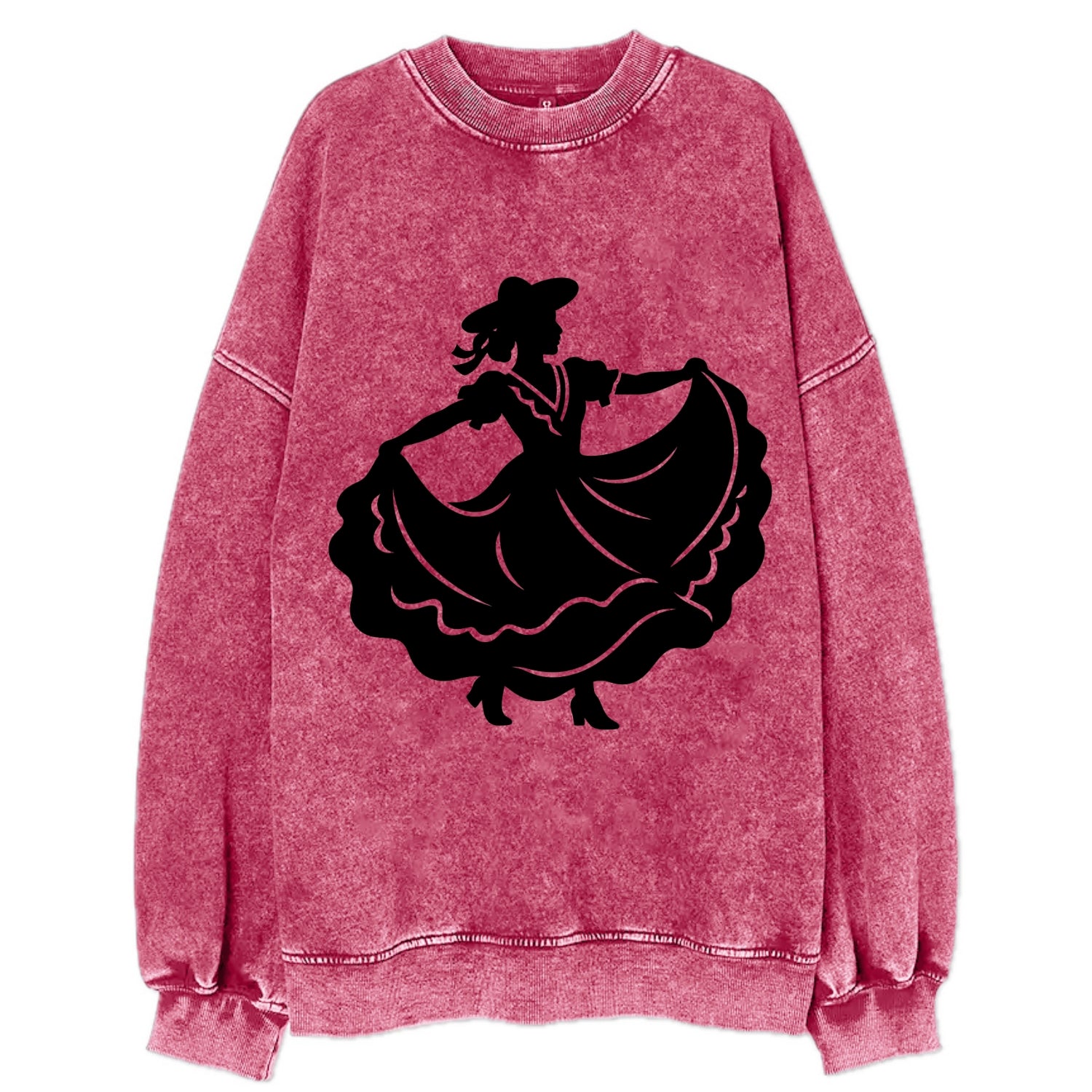 Mexican folk dancer twirling skirt - Vintage Sweatshirt - Pink